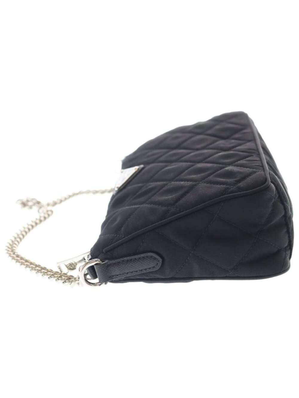 Prada Quilted Chain Shoulder Bag Black Nylon Silver - Picture 3 of 8